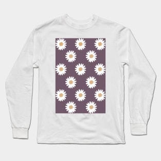 muted mauve purple neutral camel daisy flower floral pattern Long Sleeve T-Shirt